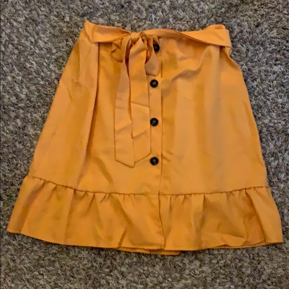 Mustard button up skirt
